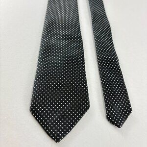 70's Glenora Black / White Polka Dots Men's Tie 2 3/4" x 55" Vintage